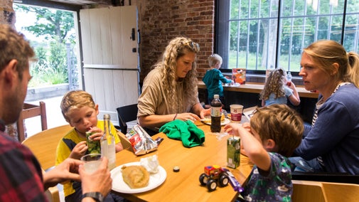 Visitors in the Brewhouse Cafe, Seaton Delaval Hall, Northumberland